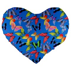 Bright Butterflies Circle In The Air Large 19  Premium Flano Heart Shape Cushions by SychEva