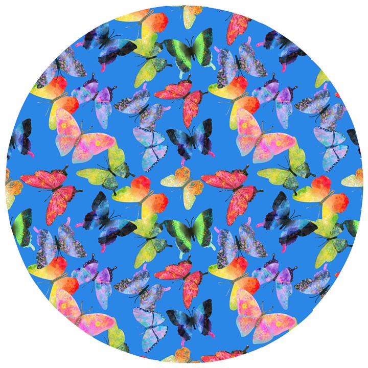 Bright Butterflies Circle In The Air Wooden Puzzle Round