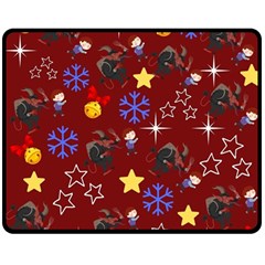 Krampus With Brat Red Double Sided Fleece Blanket (medium) 