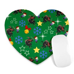 Krampus And Brat Green Heart Mousepads by NerdySparkleGoth