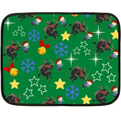 Krampus And Brat Green Fleece Blanket (mini) by NerdySparkleGoth