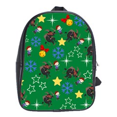 Krampus And Brat Green School Bag (large)