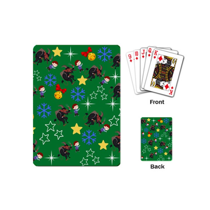 Krampus and Brat Green Playing Cards Single Design (Mini)