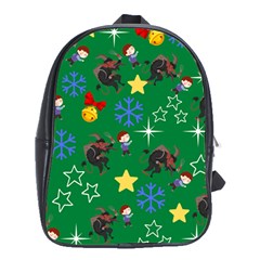 Krampus And Brat Green School Bag (xl)