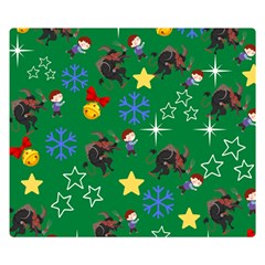 Krampus And Brat Green Double Sided Flano Blanket (small)  by NerdySparkleGoth