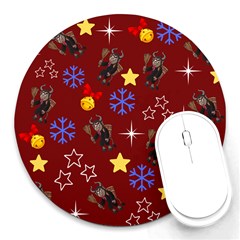 Krampus Kawaii Red Round Mousepads