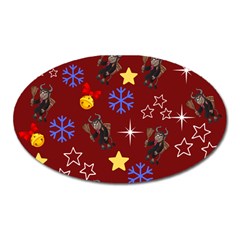 Krampus Kawaii Red Oval Magnet by NerdySparkleGoth