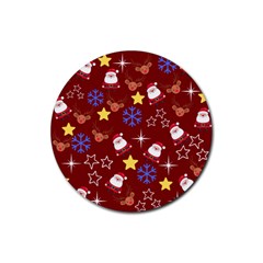 Santa Red Rubber Round Coaster (4 Pack) by NerdySparkleGoth