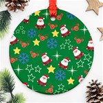 Santa Green Round Ornament (Two Sides) Front