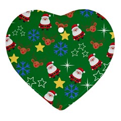 Santa Green Heart Ornament (two Sides) by NerdySparkleGoth