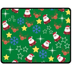 Santa Green Double Sided Fleece Blanket (medium)  by NerdySparkleGoth