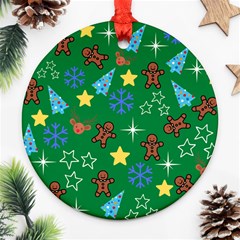 Gingy Green Round Ornament (two Sides) by NerdySparkleGoth