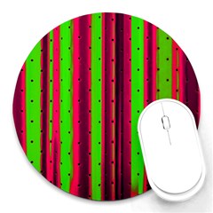 Warped Stripy Dots Round Mousepads by essentialimage365