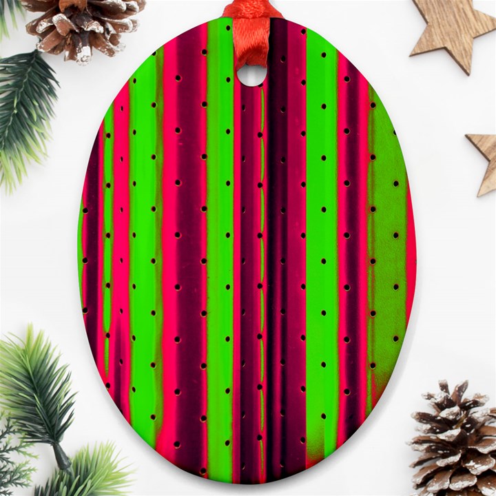 Warped Stripy Dots Ornament (Oval)