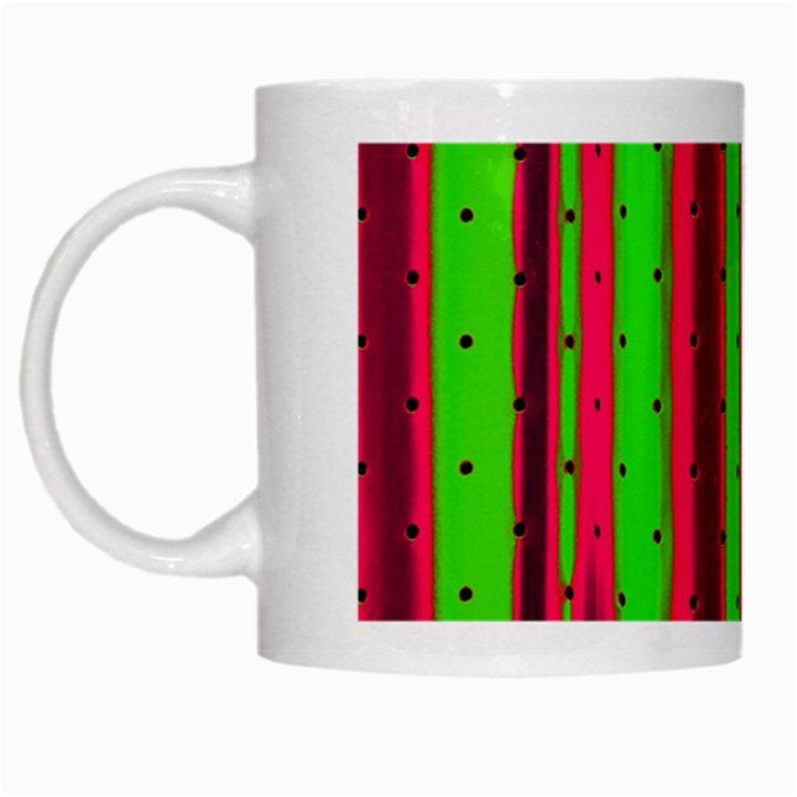 Warped Stripy Dots White Mugs