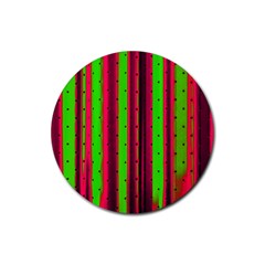 Warped Stripy Dots Rubber Coaster (round) by essentialimage365