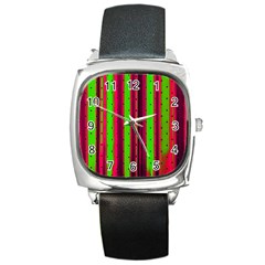 Warped Stripy Dots Square Metal Watch by essentialimage365