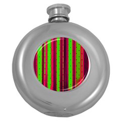 Warped Stripy Dots Round Hip Flask (5 Oz) by essentialimage365