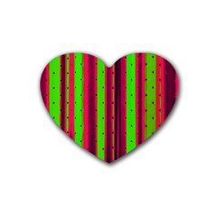 Warped Stripy Dots Rubber Coaster (heart) by essentialimage365