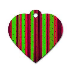 Warped Stripy Dots Dog Tag Heart (two Sides) by essentialimage365