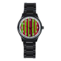 Warped Stripy Dots Stainless Steel Round Watch by essentialimage365