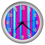 Warped Stripy Dots Wall Clock (Silver) Front