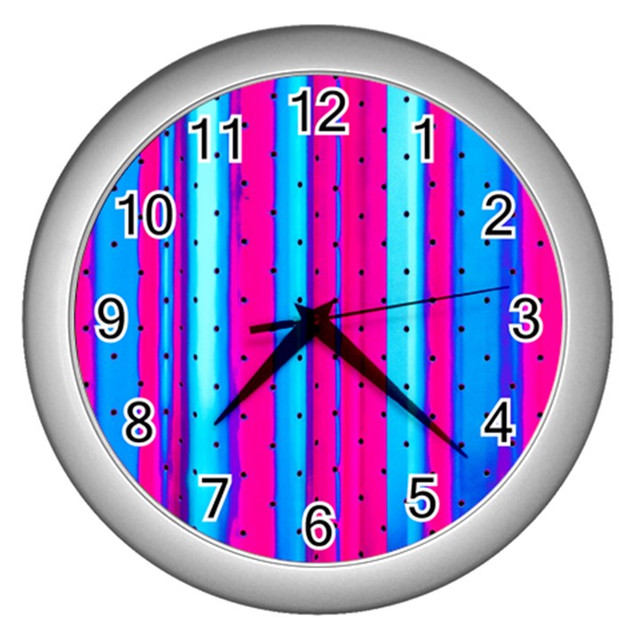 Warped Stripy Dots Wall Clock (Silver)