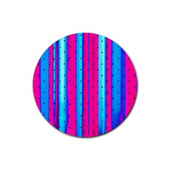 Warped Stripy Dots Rubber Round Coaster (4 Pack) by essentialimage365