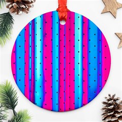 Warped Stripy Dots Round Ornament (two Sides)