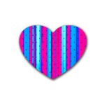 Warped Stripy Dots Rubber Heart Coaster (4 pack) Front