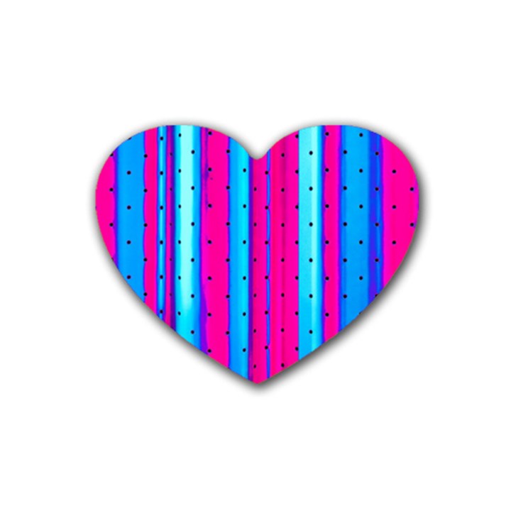 Warped Stripy Dots Rubber Heart Coaster (4 pack)