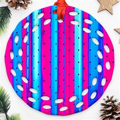 Warped Stripy Dots Round Filigree Ornament (two Sides) by essentialimage365