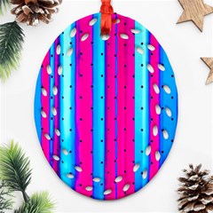 Warped Stripy Dots Ornament (oval Filigree) by essentialimage365