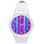 Warped Stripy Dots Round Plastic Sport Watch (M) Front