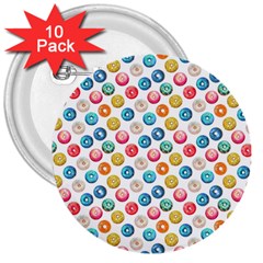 Multicolored Sweet Donuts 3  Buttons (10 Pack)  by SychEva