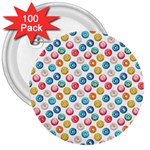 Multicolored Sweet Donuts 3  Buttons (100 pack)  Front