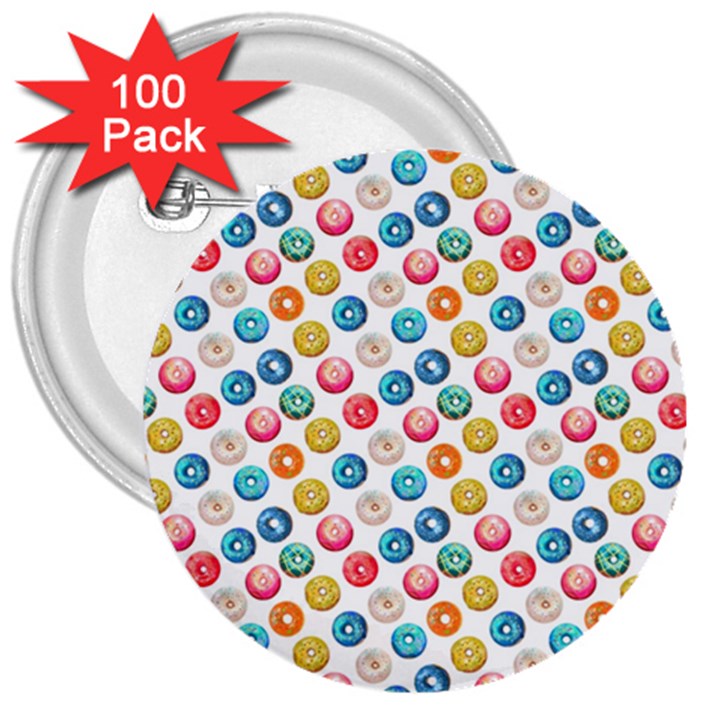 Multicolored Sweet Donuts 3  Buttons (100 pack) 