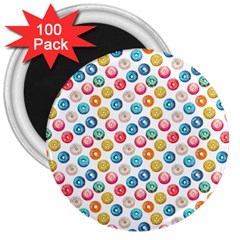 Multicolored Sweet Donuts 3  Magnets (100 Pack) by SychEva