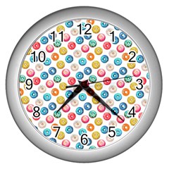 Multicolored Sweet Donuts Wall Clock (silver) by SychEva