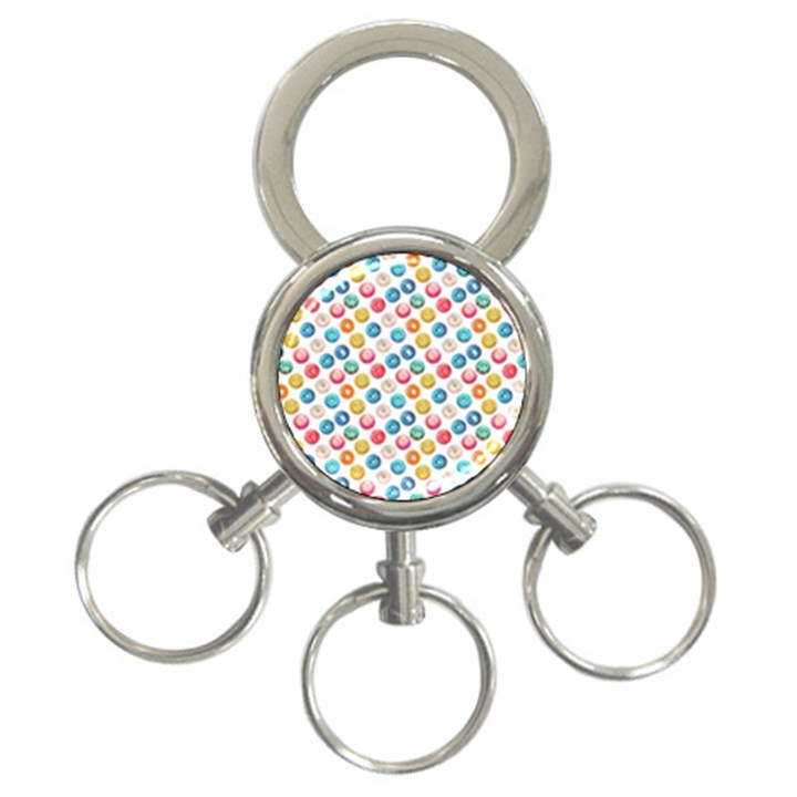 Multicolored Sweet Donuts 3-Ring Key Chain