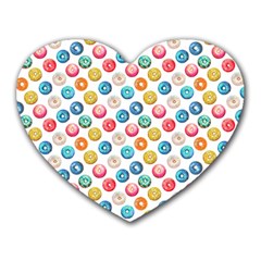 Multicolored Sweet Donuts Heart Mousepads by SychEva