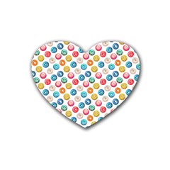 Multicolored Sweet Donuts Rubber Coaster (heart) by SychEva