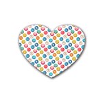 Multicolored Sweet Donuts Rubber Heart Coaster (4 pack) Front