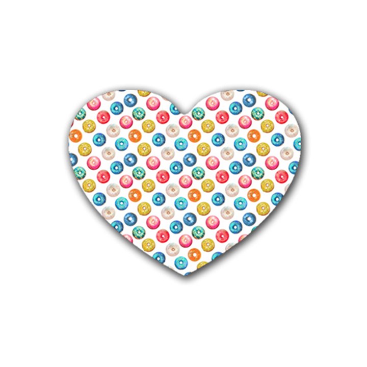 Multicolored Sweet Donuts Rubber Heart Coaster (4 pack)