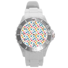 Multicolored Sweet Donuts Round Plastic Sport Watch (l)