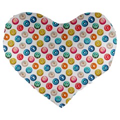 Multicolored Sweet Donuts Large 19  Premium Heart Shape Cushions by SychEva