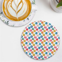 Multicolored Sweet Donuts Uv Print Round Tile Coaster by SychEva