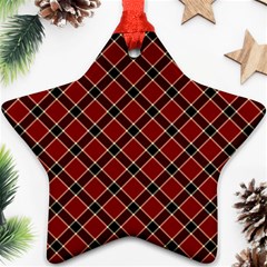 Dark Red Tartan, Retro Buffalo Plaid, Tiled Pattern Ornament (star)