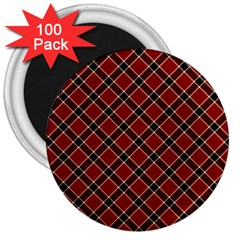 Dark Red Tartan, Retro Buffalo Plaid, Tiled Pattern 3  Magnets (100 Pack) by Casemiro