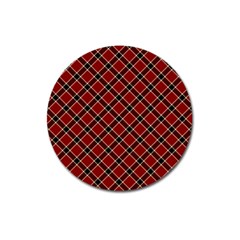 Dark Red Tartan, Retro Buffalo Plaid, Tiled Pattern Magnet 3  (round) by Casemiro